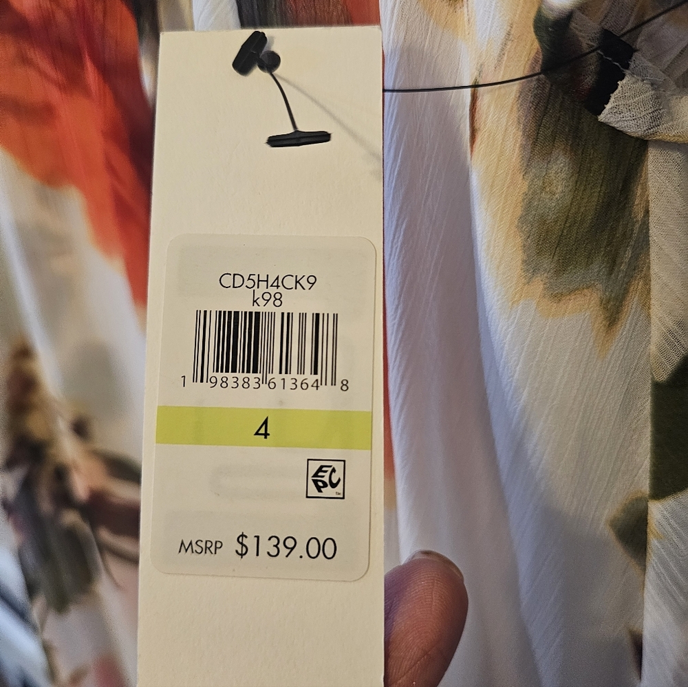 Calvin KleinWomen's Floral-print Faux-wrap Chiffon High-low Dress Sz 4 NWT - Picture 10 of 16